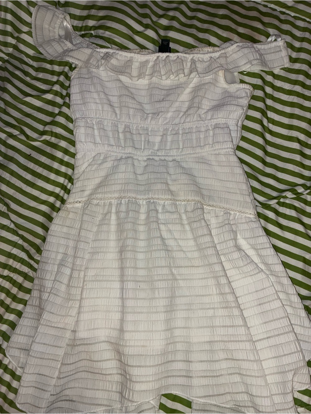 wild fable White One-Shoulder Ruffle Smocked Dress
